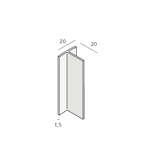 Heering T-profiel gelijkzijdig 20x20x1,5 mm (0920)