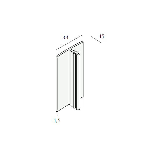 Heering T-profiel ongelijkzijdig 33x15x1,5 mm (0938)