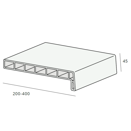 Lignodur kunststof vensterbank brede voorzijde 200 mm (7202)